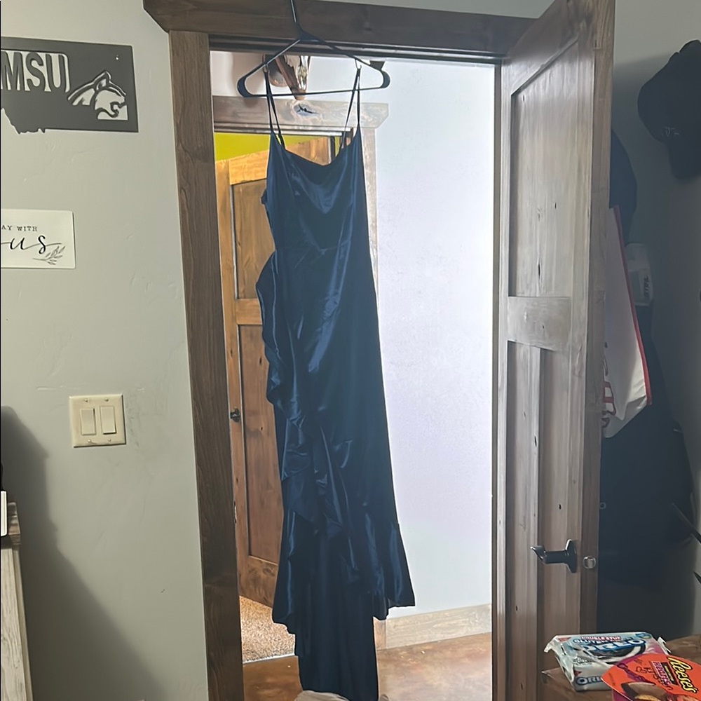Chic Blue Satin Dress